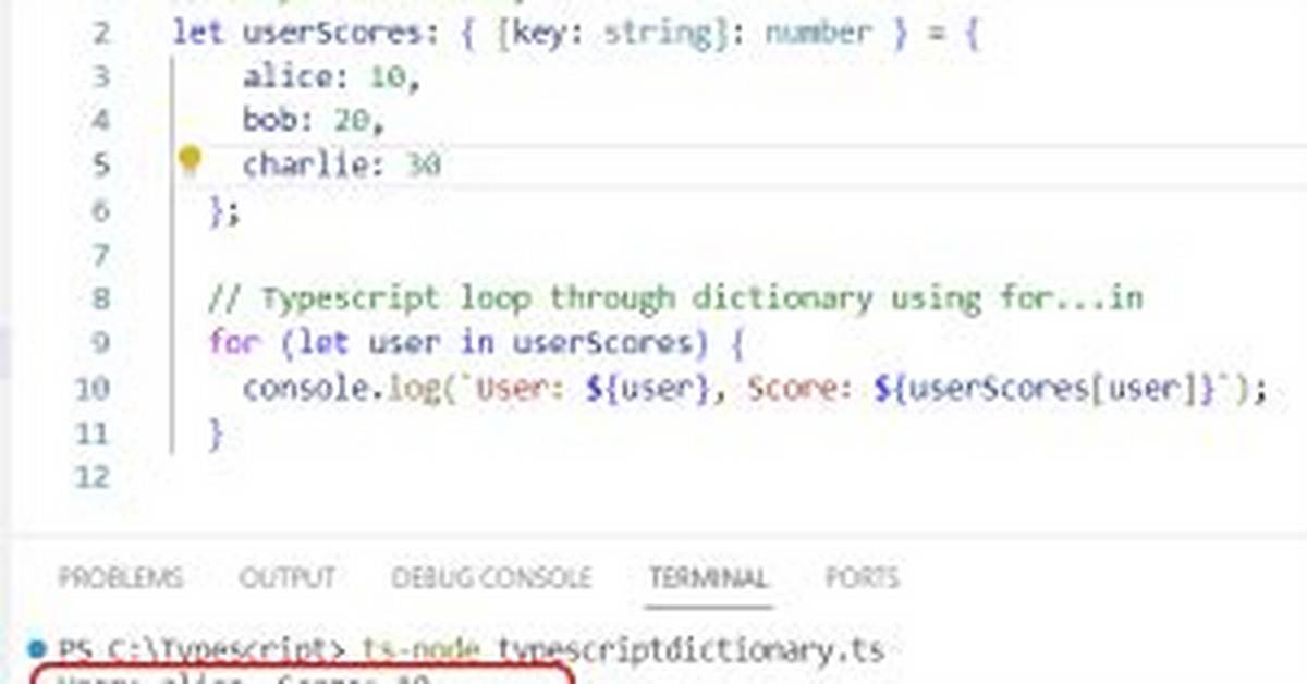 Typescript, Looping Through a Dictionary