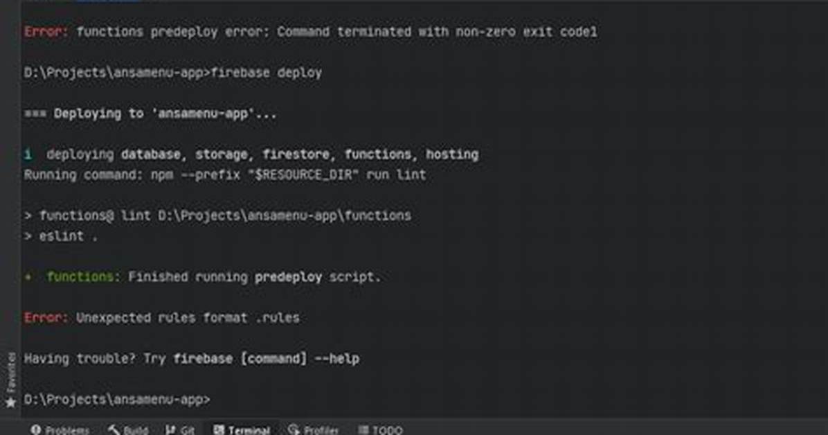 Unexpected Rules Format. Rules When Deploying Firebase Rules