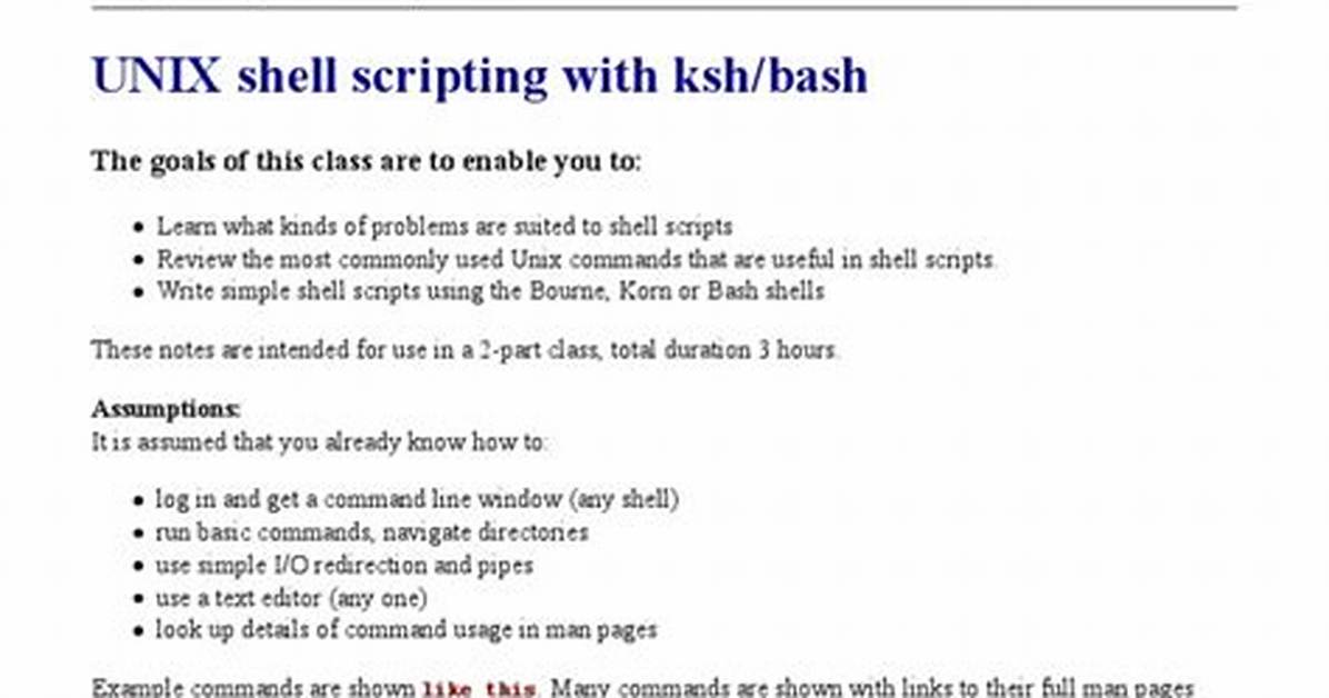Unix Shell Scripting with Ksh/Bash