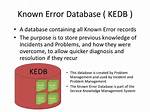Using a Known Error Database (Kedb)