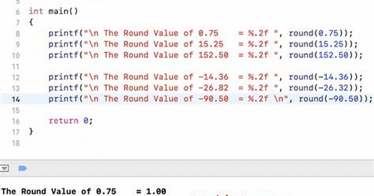 Using Round() Function in C