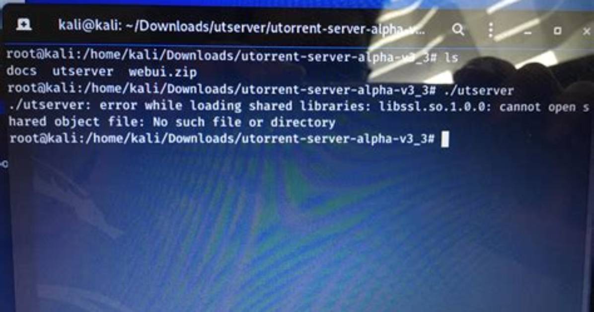 Utserver: Error While Loading Shared Libraries: Libssl. So.1.0.0: Cannot Open Shared Object File: No Such File or Directory