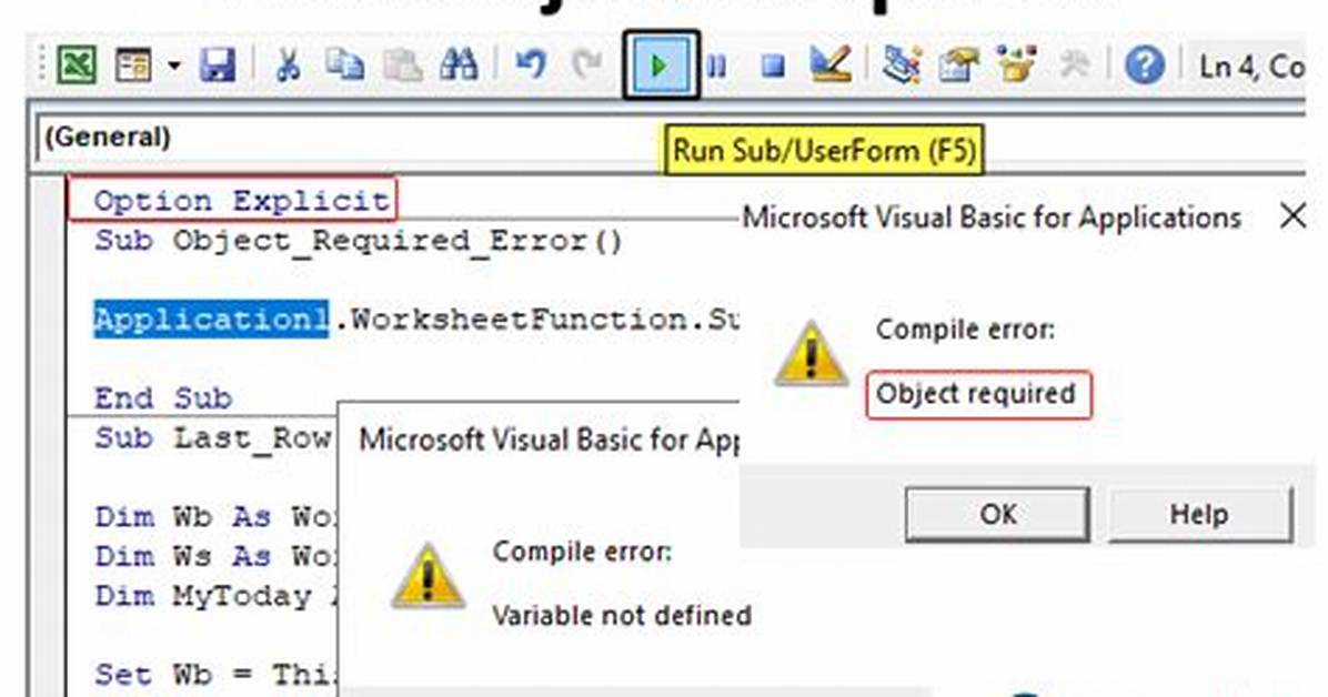 Vba Help: Object Required Error