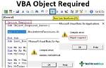 Vba Help: Object Required Error
