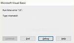 Vba Macro: Error 13 Type Mismatch, Error 2023 on Cell