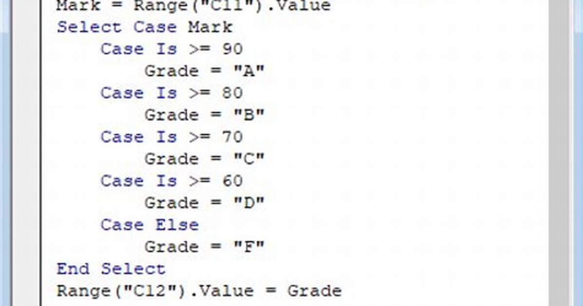 Vba Select Case
