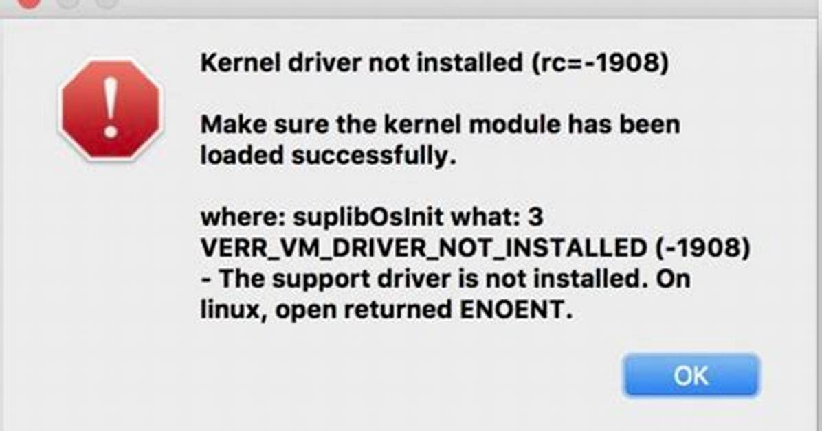 Virtualbox Kernel Driver Not Installed (Rc=1908)