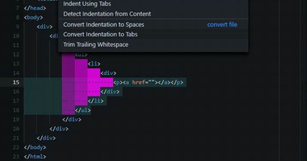Visual Studio Code - Convert Spaces to Tabs