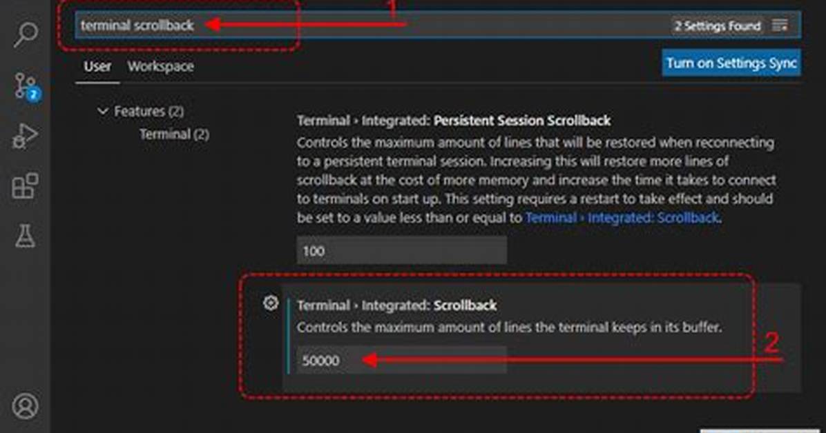 Visual Studio Code Scroll Back Buffer