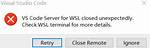 Vs Code Server for Wsl Closed Unexpectedly