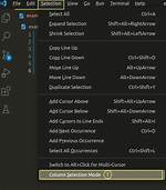 Vscode Column Selection with Keyboard