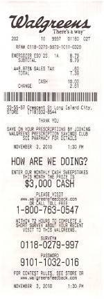 Walgreens Receipt