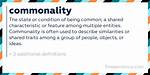 Was Does Commonality Mean?