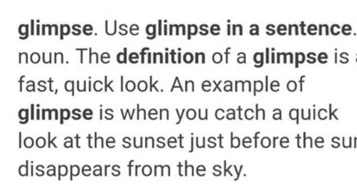 Was Does Glimpse Mean?
