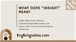 Was Does Insight Mean?