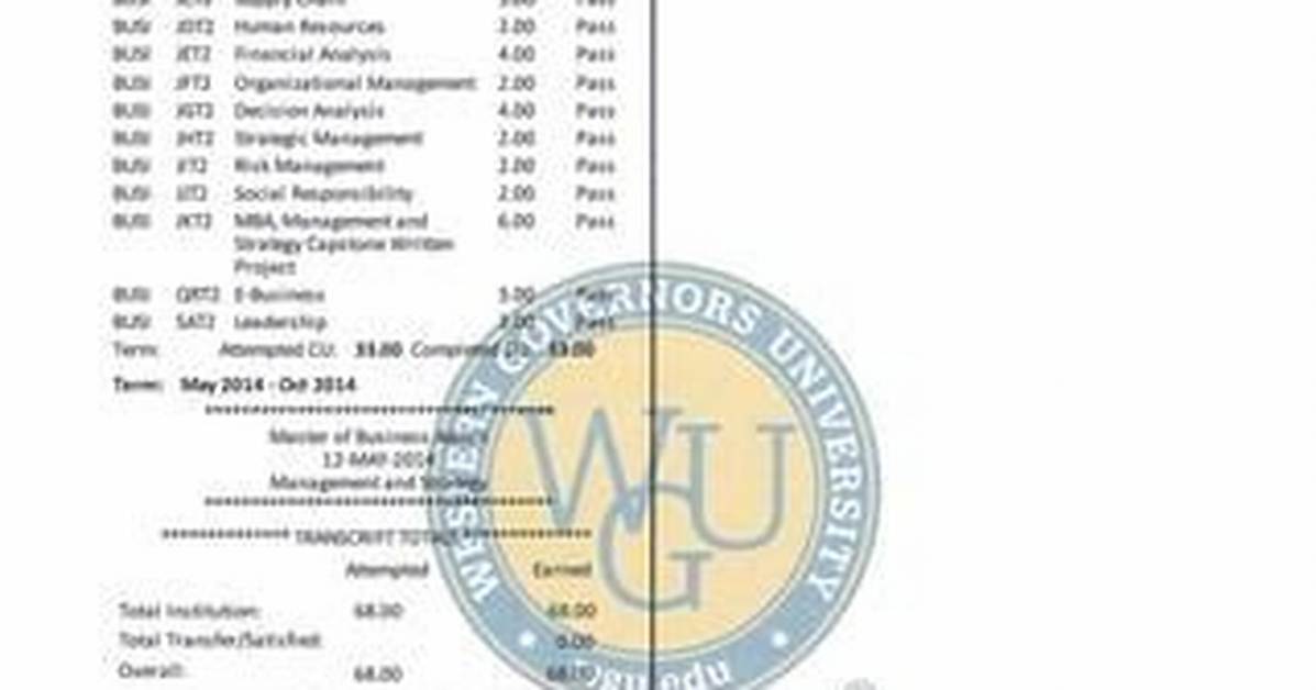 Wgu Transcript