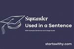 What Do Squander Means?