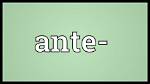 What Does Ante Mean