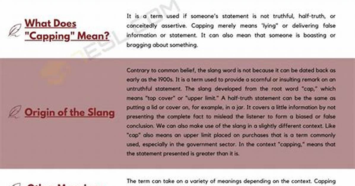 What Does Capping Mean