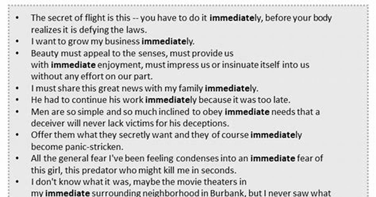 What Does Immediate Mean