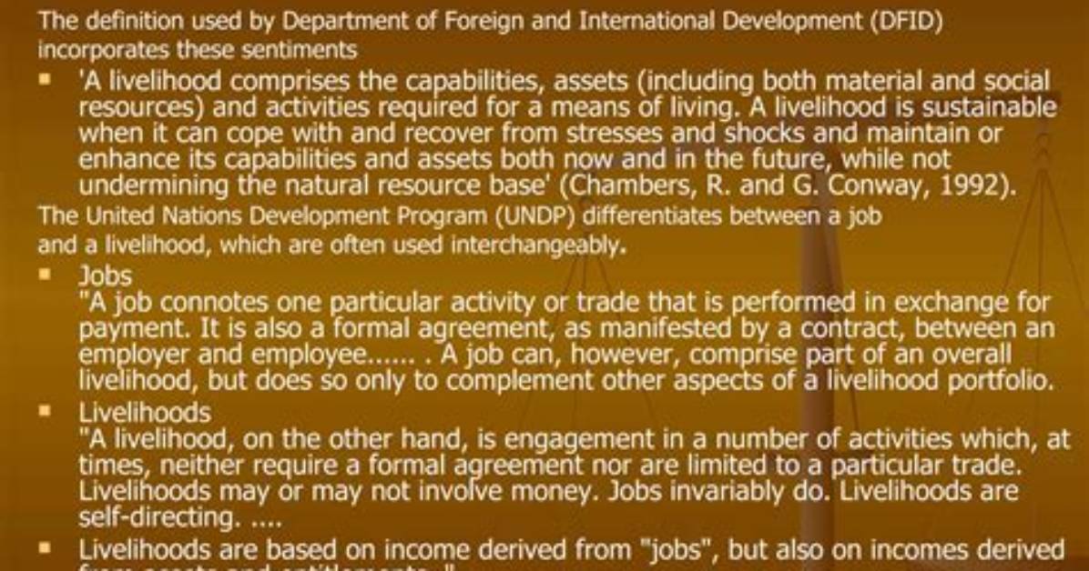 What Does Livelihood Mean?
