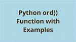 What Does Ord Mean?