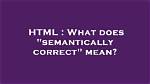 What Does Semantically Correct Mean?