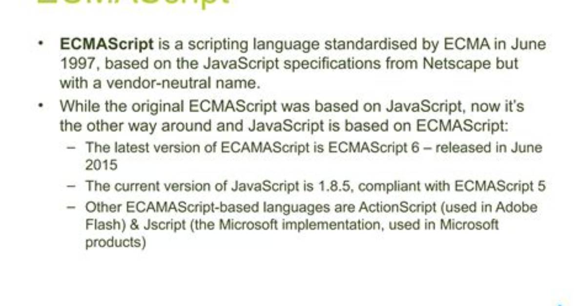 What Is Ecma Scripting?