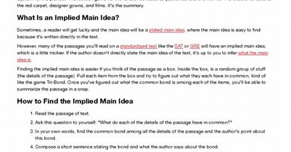 What Is Implicit Main Idea