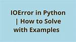 What Is Io Error Python?
