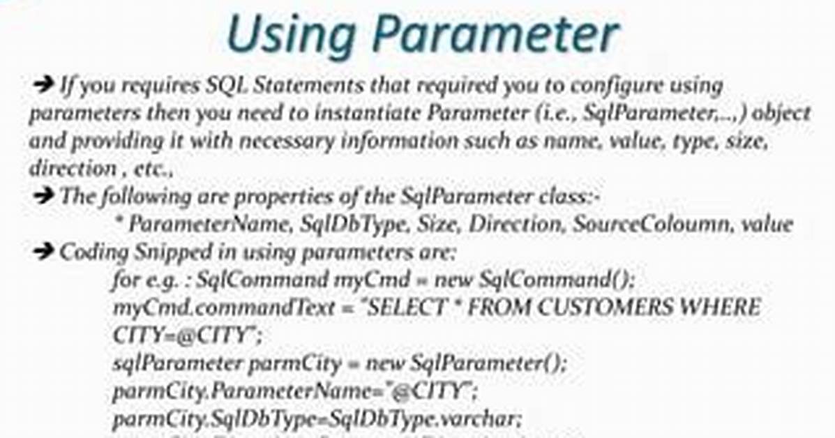 What Is Sqlparameter Class