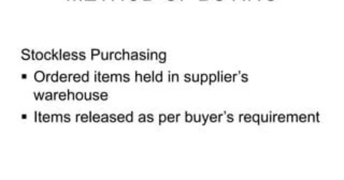 What Is Stockless Method?