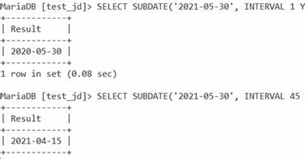 What Is Subdate in Sql?