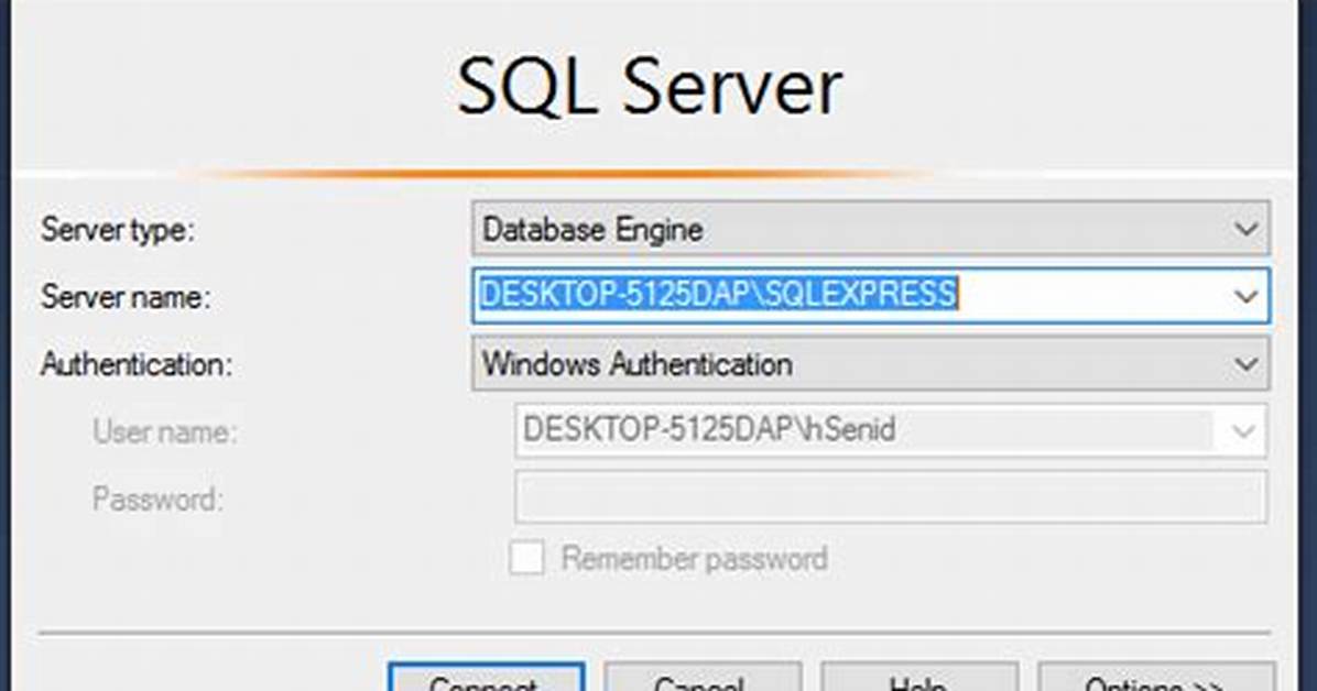 What Is the Server Name for Sql Management Studio?