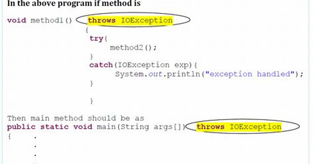 What Throws an Ioexception in Java?