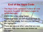 When Did the Hays Code End?