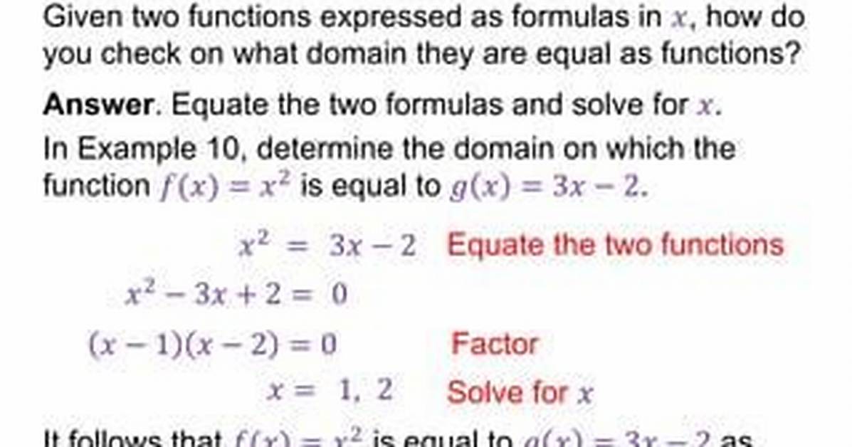 When Do Two Functions Become Equal?