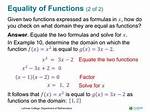 When Do Two Functions Become Equal?