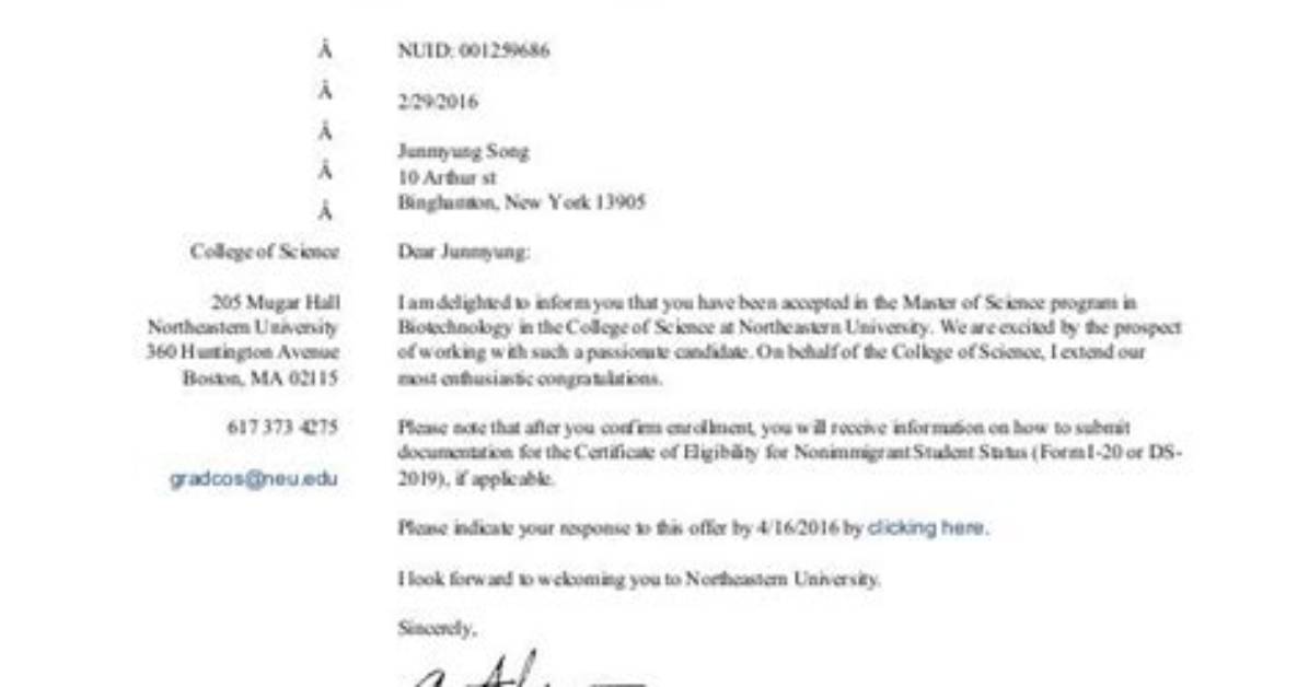 When Does Northeastern Send Acceptance Letters?