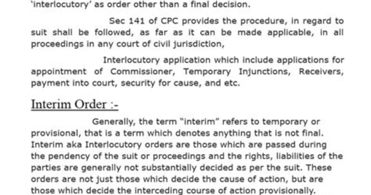 When Is Interlocutory Order?