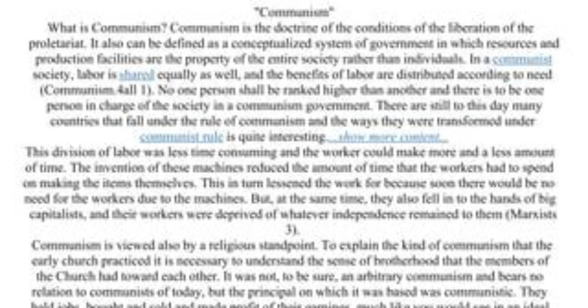 When Something Is Communistic?