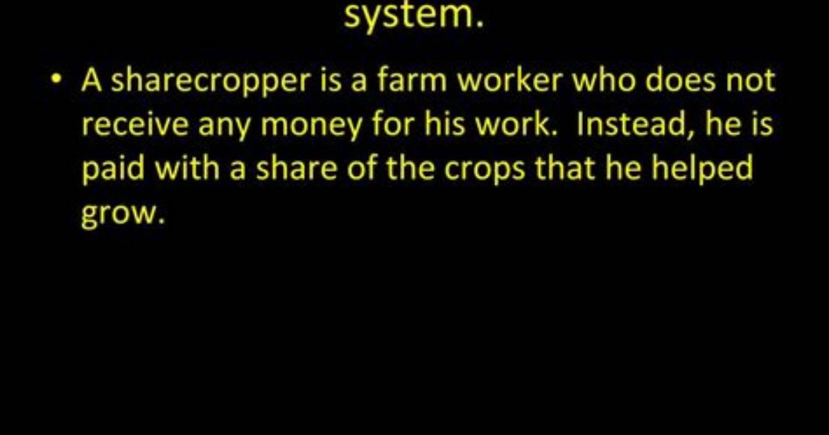 Where Does Sharecropper Come from?
