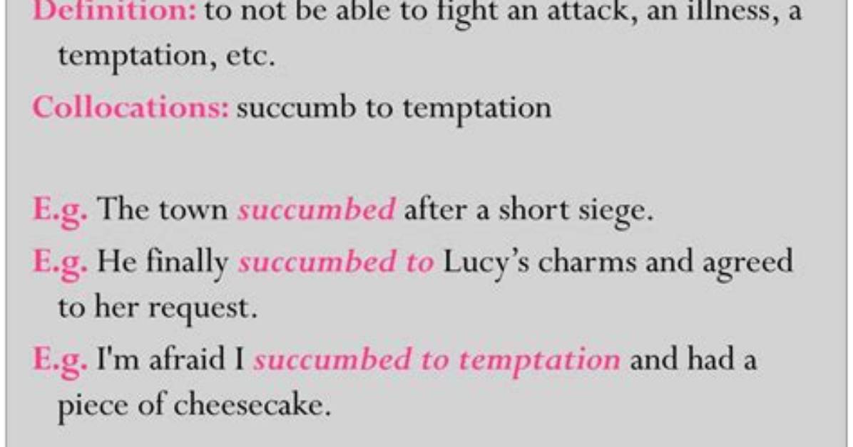Where Does Succumb Mean?