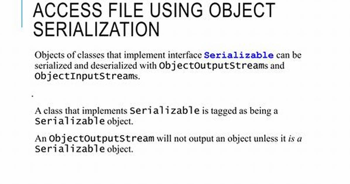 Which Classes Are Serializable?