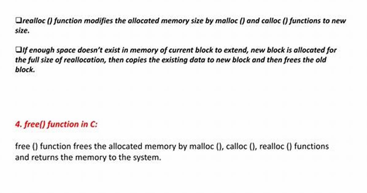 Which Function Reallocates Memory Mcq?