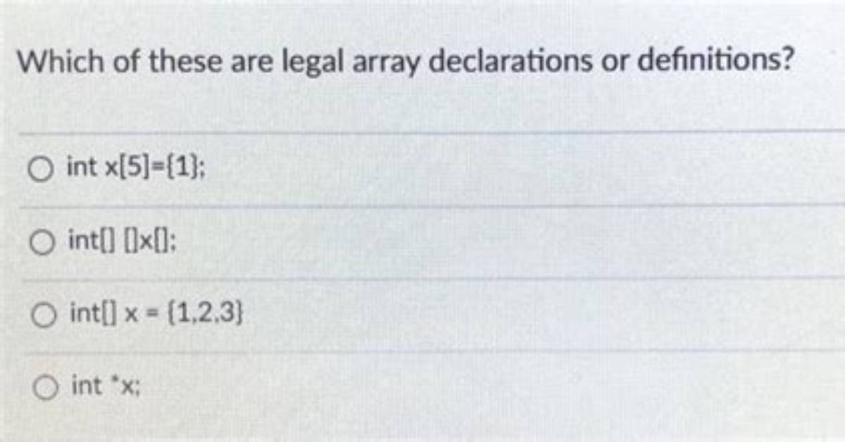 Which Three Are Legal Array Declarations?