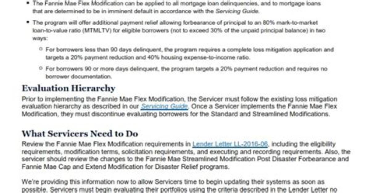 Who Qualifies for Flex Modification Program?