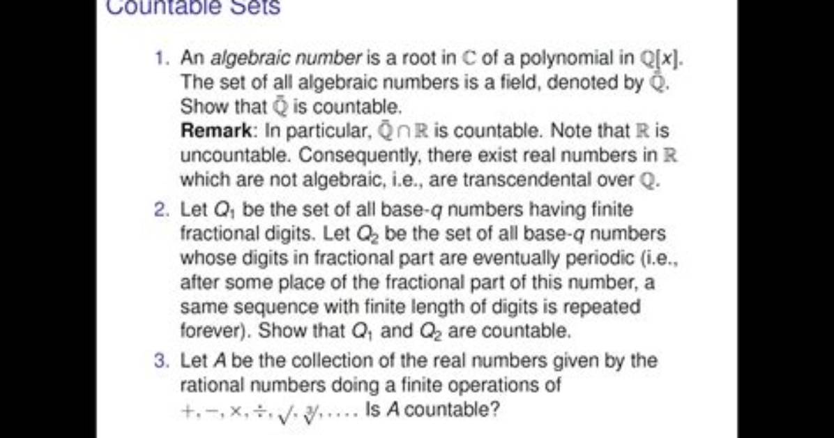 Why Are Algebraic Numbers Countable?