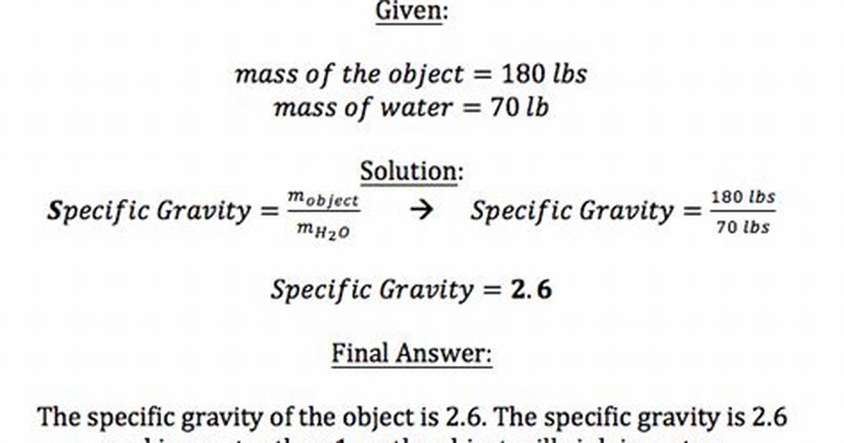 Why Calculate Specific Gravity?