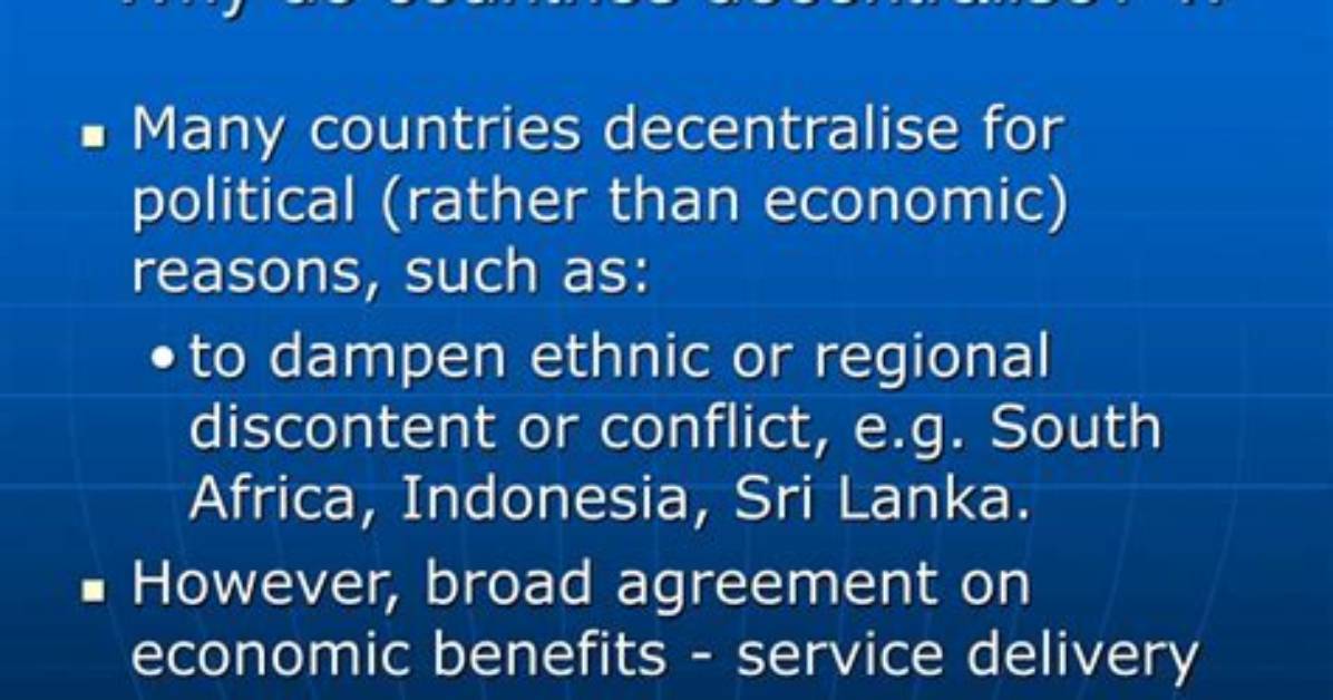 Why Do Countries Decentralise?